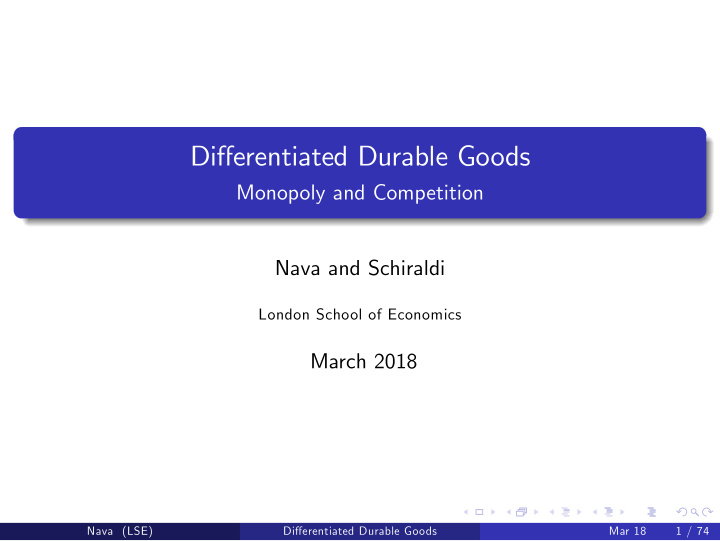 differentiated durable goods