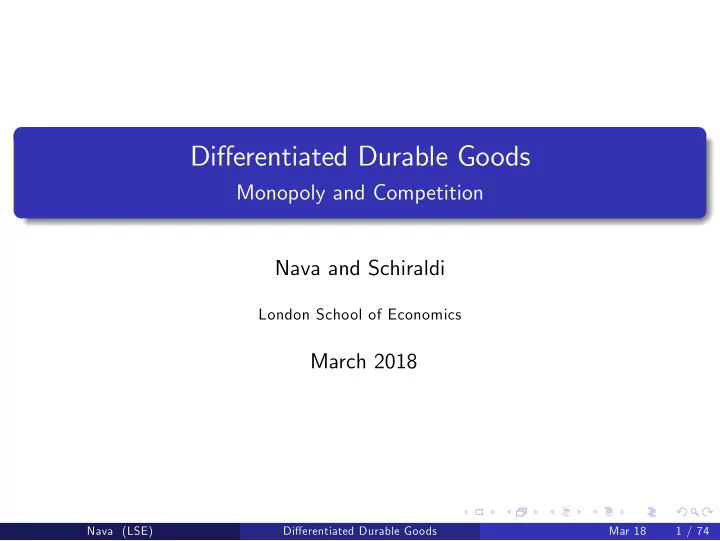 differentiated durable goods