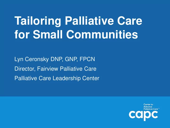 for small communities