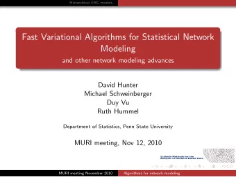 Fast Variational Algorithms for Statistical Network  Modeling  and other network modeling advances