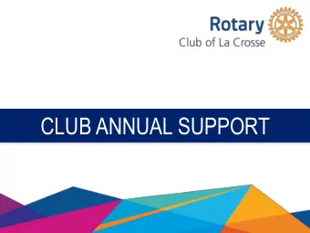 CLUB ANNUAL SUPPORT  THE FUNCTION OF THE CLUBS  FOUNDATION COMMITTEE  Through the Biennial Every