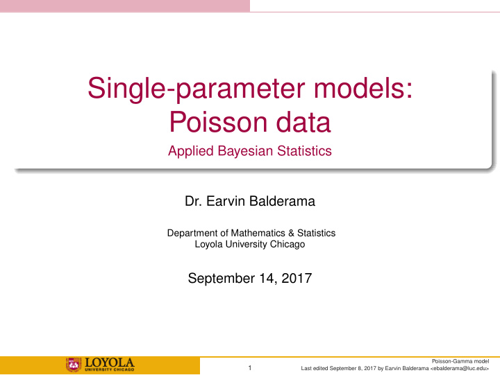 single parameter models poisson data