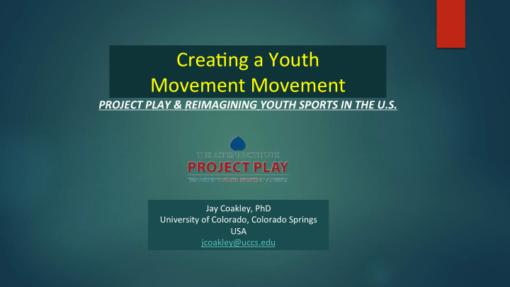 crea ng a youth movement movement