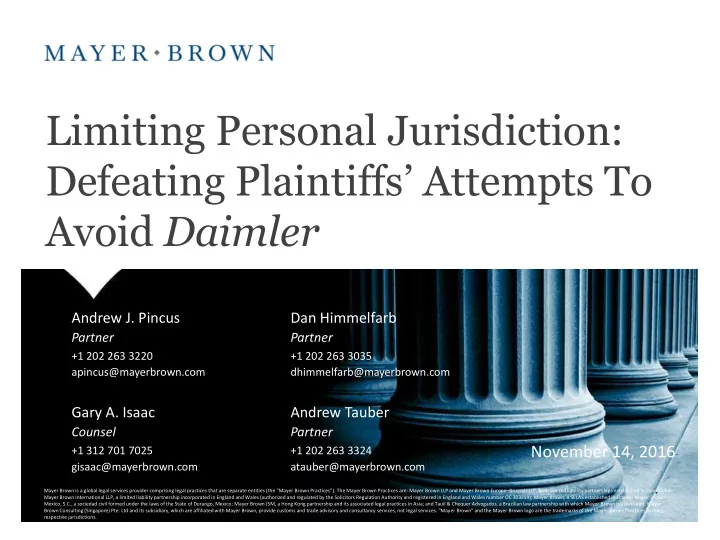 limiting personal jurisdiction defeating plaintiffs