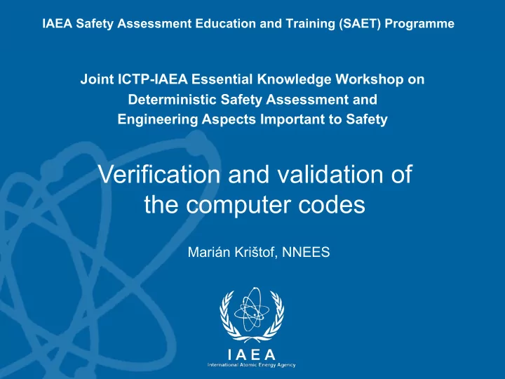 verification and validation of