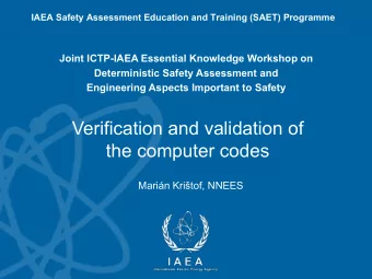 Verification and validation of the computer codes Marin Kri  tof, NNEES  Content of the lecture