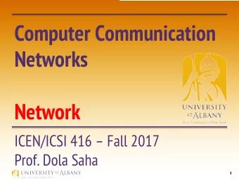 Computer Communication  Networks  Network  ICEN/ICSI 416  Fall 2017  Prof. Dola Saha  1  Network