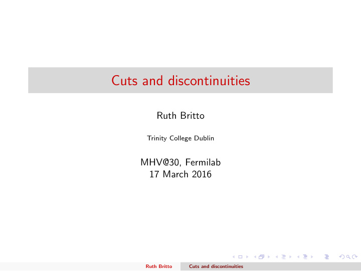 cuts and discontinuities
