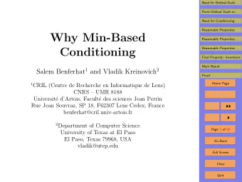 Why Min-Based  Reasonable Properties . . .  Conditioning  Reasonable Properties . . .  Final