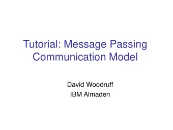 Communication Model  David Woodruff  IBM Almaden  k-party Number-In-Hand Model P 1 x 1  -