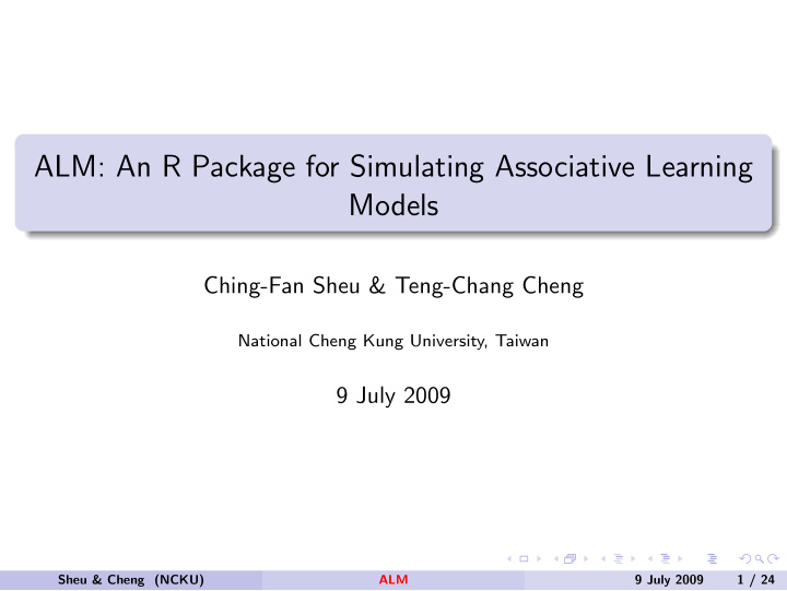 alm an r package for simulating associative learning