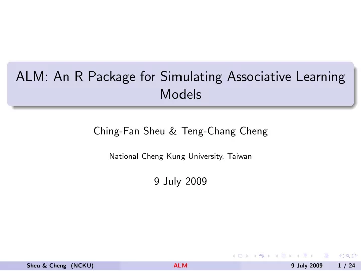 alm an r package for simulating associative learning