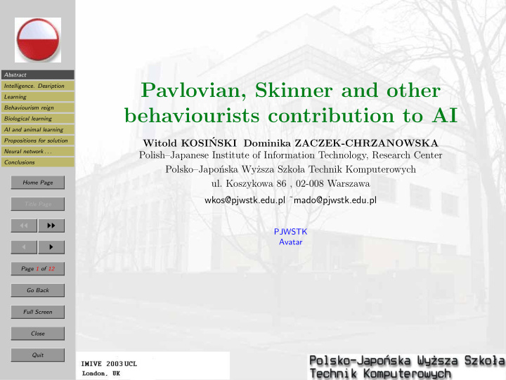 pavlovian skinner and other