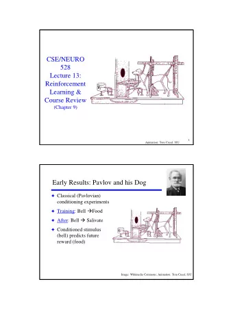CSE/NEURO  528  Lecture 13:  Reinforcement  Learning &amp;  Course Review  (Chapter 9)  1