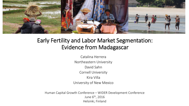 early fertili lity and labor market segmentation