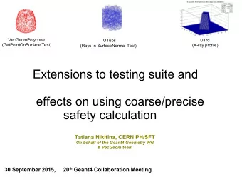 Extensions to testing suite and  effects on using coarse/precise  safety calculation  Tatiana
