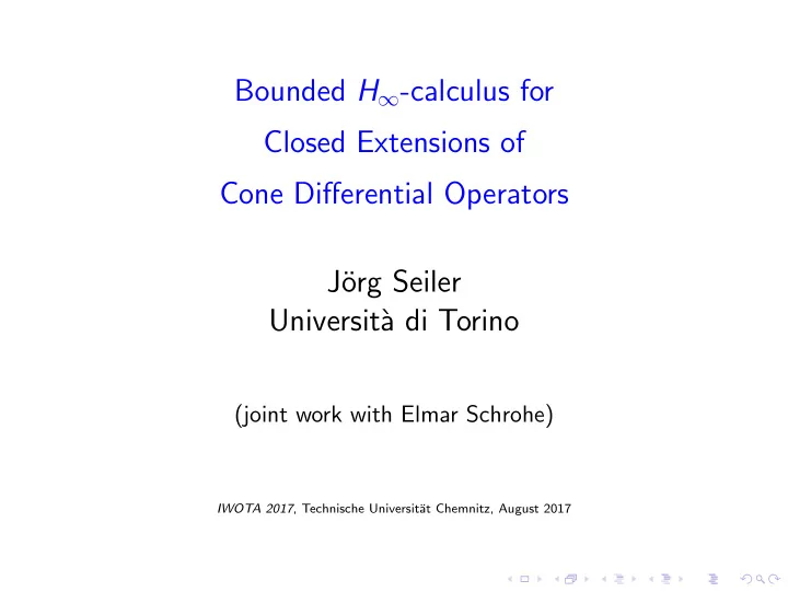 bounded h calculus for closed extensions of cone