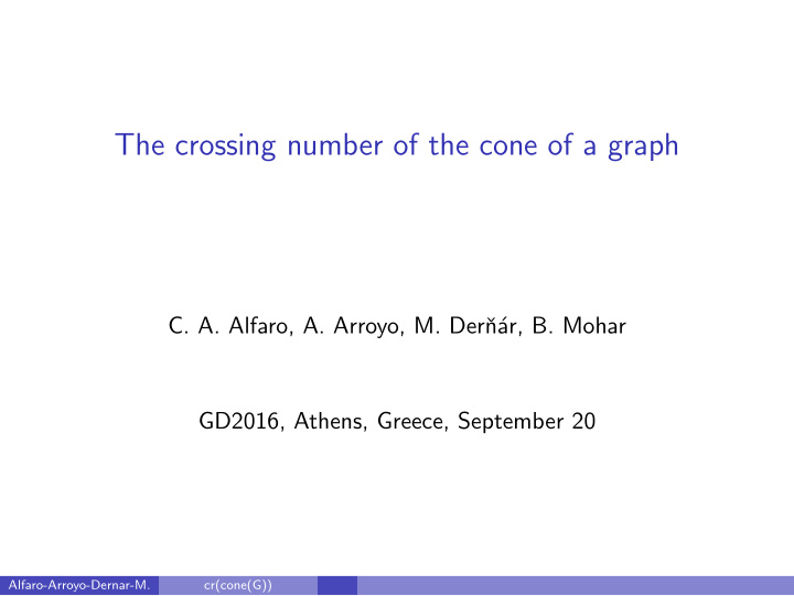 the crossing number of the cone of a graph