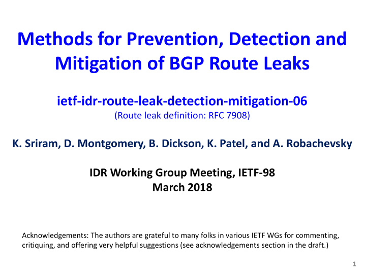 mitigation of bgp route leaks