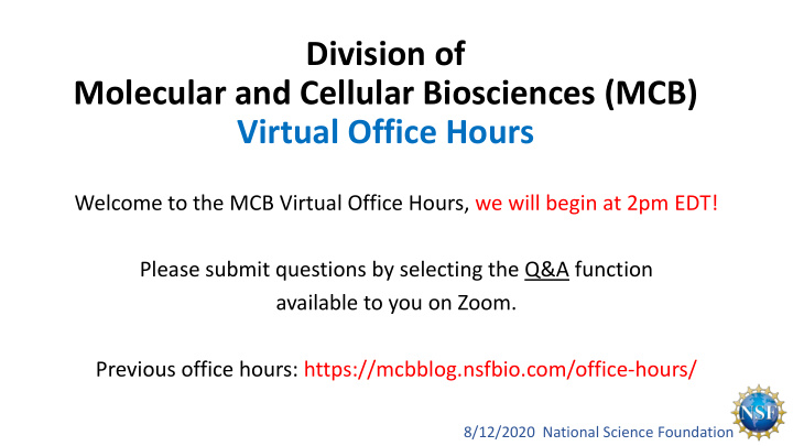 division of molecular and cellular biosciences mcb