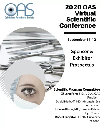 2020 OAS  Virtual  Scientific  Conference  September 11-12  Sponsor &amp;  Exhibitor  Prospectus