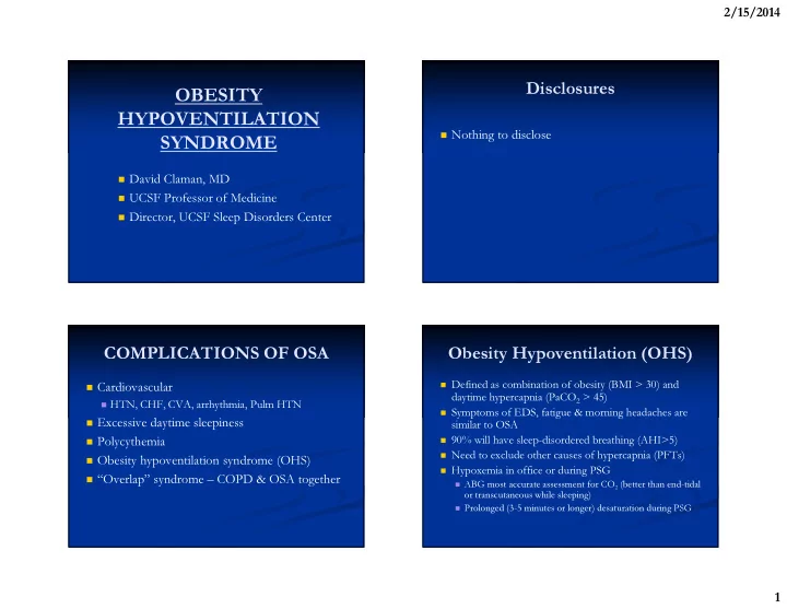 obesity hypoventilation