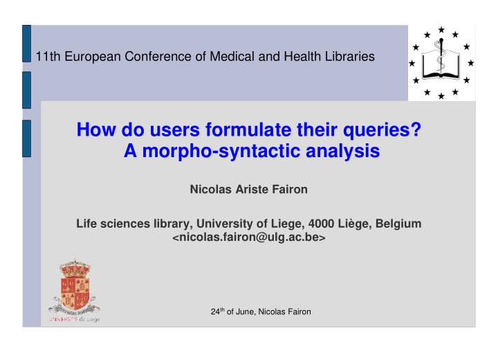 how do users formulate their queries a morpho syntactic