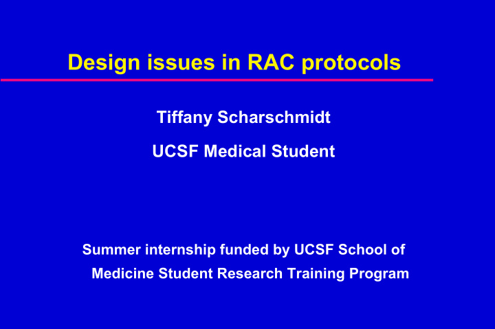 design issues in rac protocols