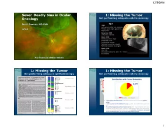 Seven Deadly Sins in Ocular  1: Missing the Tumor  Not performing adequate ophthalmoscopy  Oncology