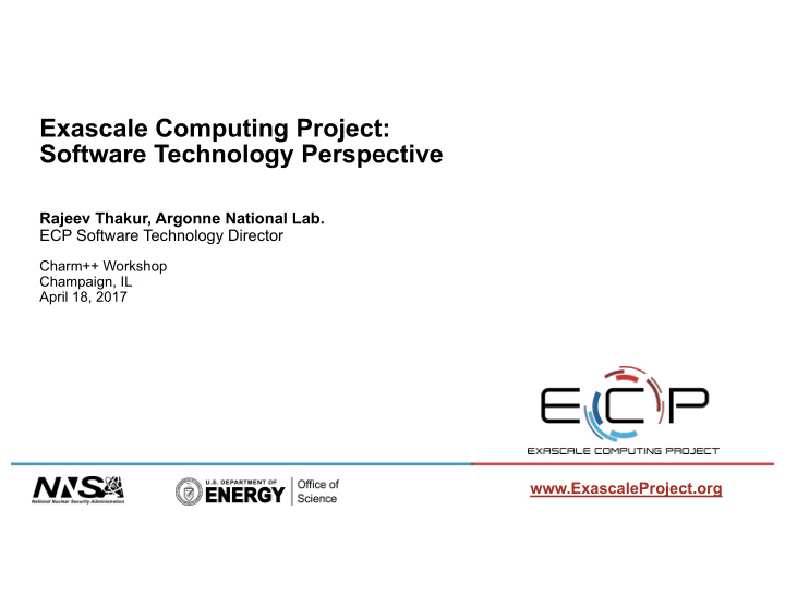 exascale computing project software technology perspective