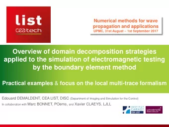 by the boundary element method Practical examples &amp; focus on the local multi-trace formalism