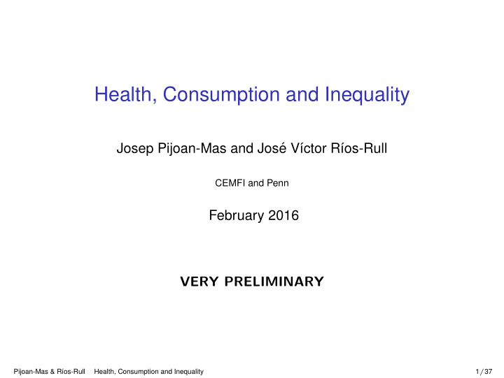 health consumption and inequality