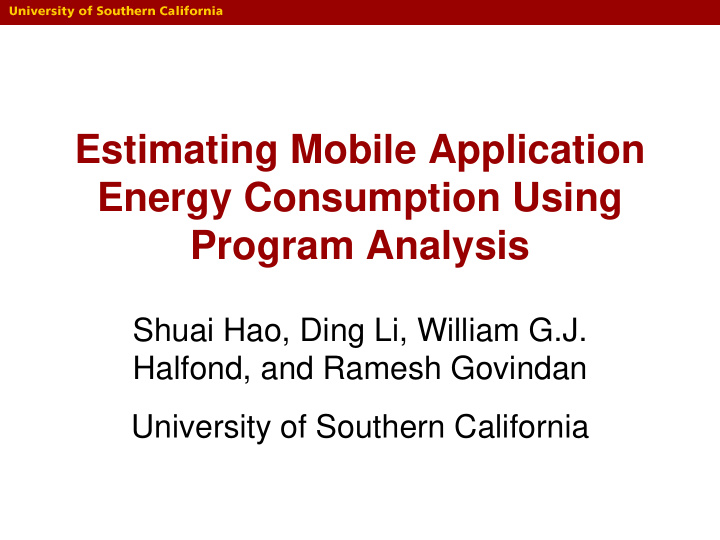 energy consumption using