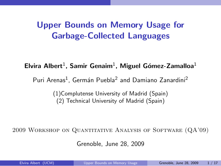 upper bounds on memory usage for garbage collected