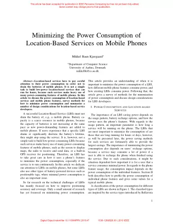 Minimizing the Power Consumption of  Location-Based Services on Mobile Phones Mikkel Baun