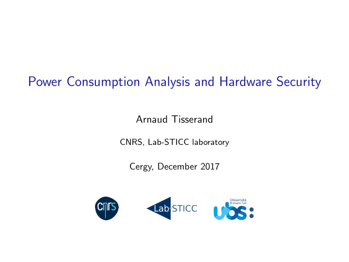 power consumption analysis and hardware security