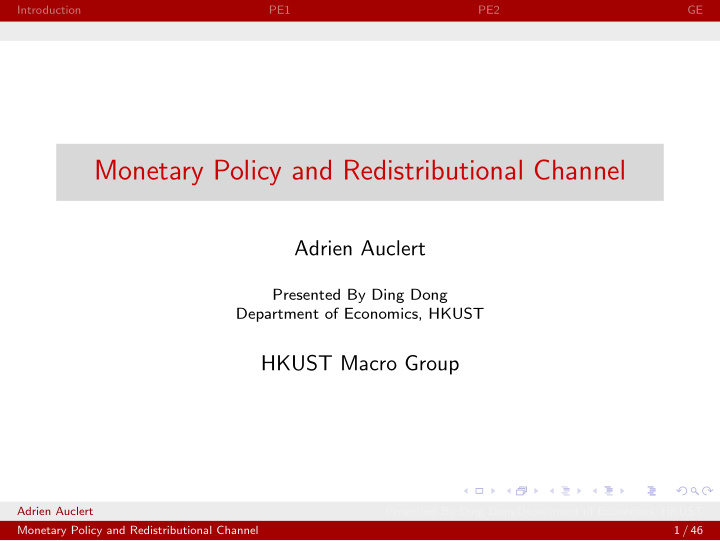 monetary policy and redistributional channel