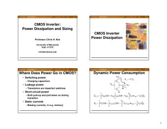 CMOS Inverter:  Power Dissipation and Sizing  CMOS Inverter  Power Dissipation  Professor Chris H.
