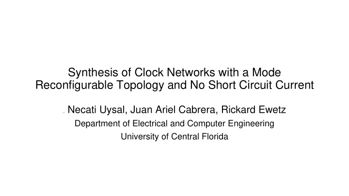 synthesis of clock networks with a mode