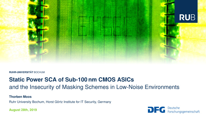 static power sca of sub 100 nm cmos asics and the