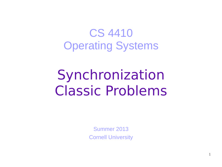 synchronization classic problems