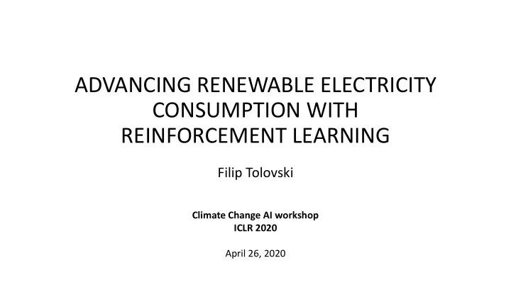 advancing renewable electricity