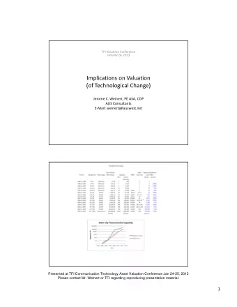Implications on Valuation (of Technological Change) Jerome C. Weinert, PE ASA, CDP AUS Consultants