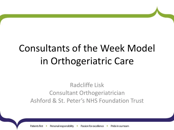 in orthogeriatric care