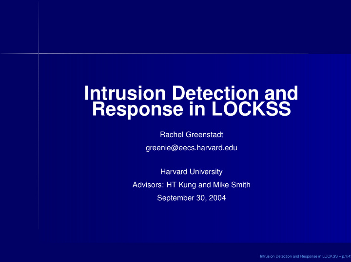 intrusion detection and response in lockss