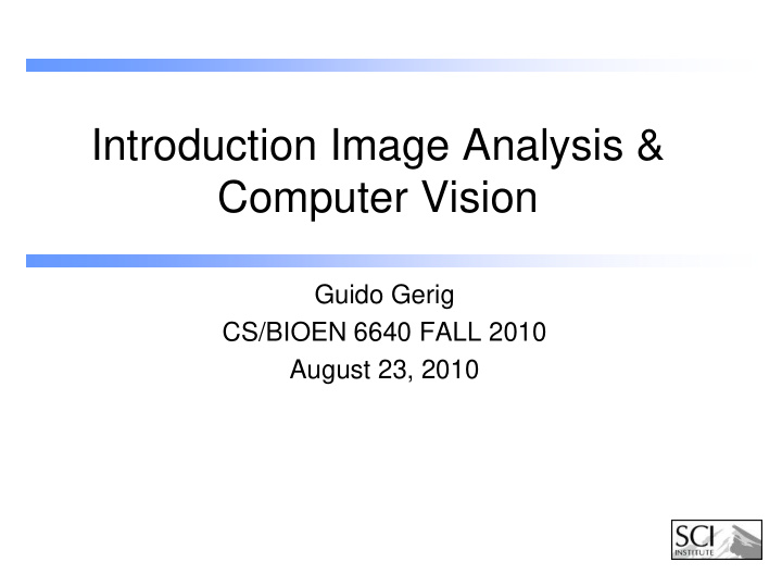 introduction image analysis computer vision