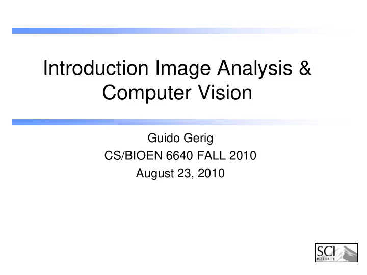 introduction image analysis computer vision