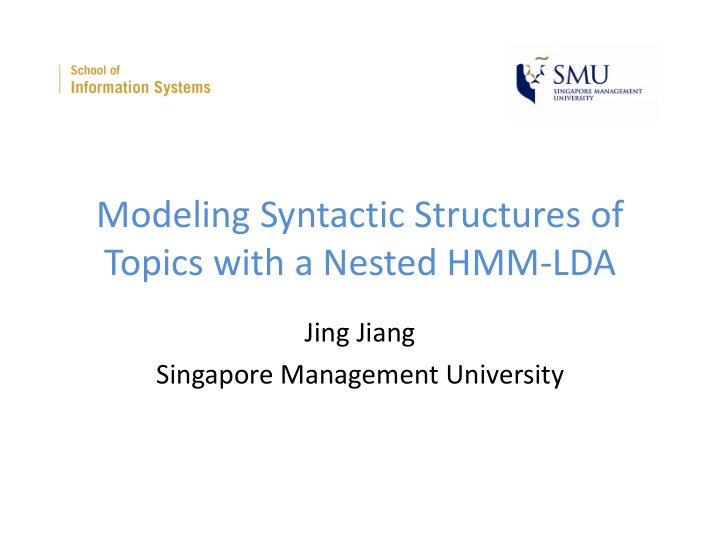 modeling syntactic structures of topics with a nested hmm