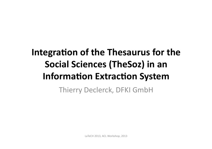 integra on of the thesaurus for the social sciences