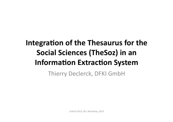 integra on of the thesaurus for the social sciences